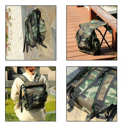 Backpack Cooling Chair – Folding Seat Stool with Mountaineering Bag, Lightweight Outdoor Equipment for Camping, Hiking & Traveling