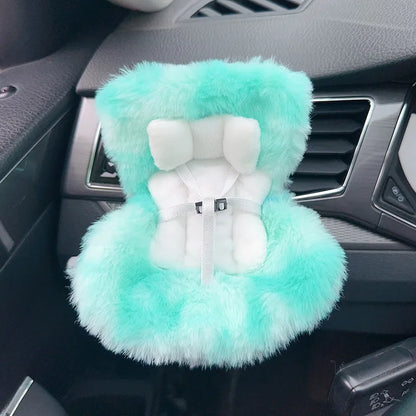 Labubu Car Doll Safety Seat – Kawaii Plush Aromatherapy Air Freshener for Ob11 & Dolls up to 18cm