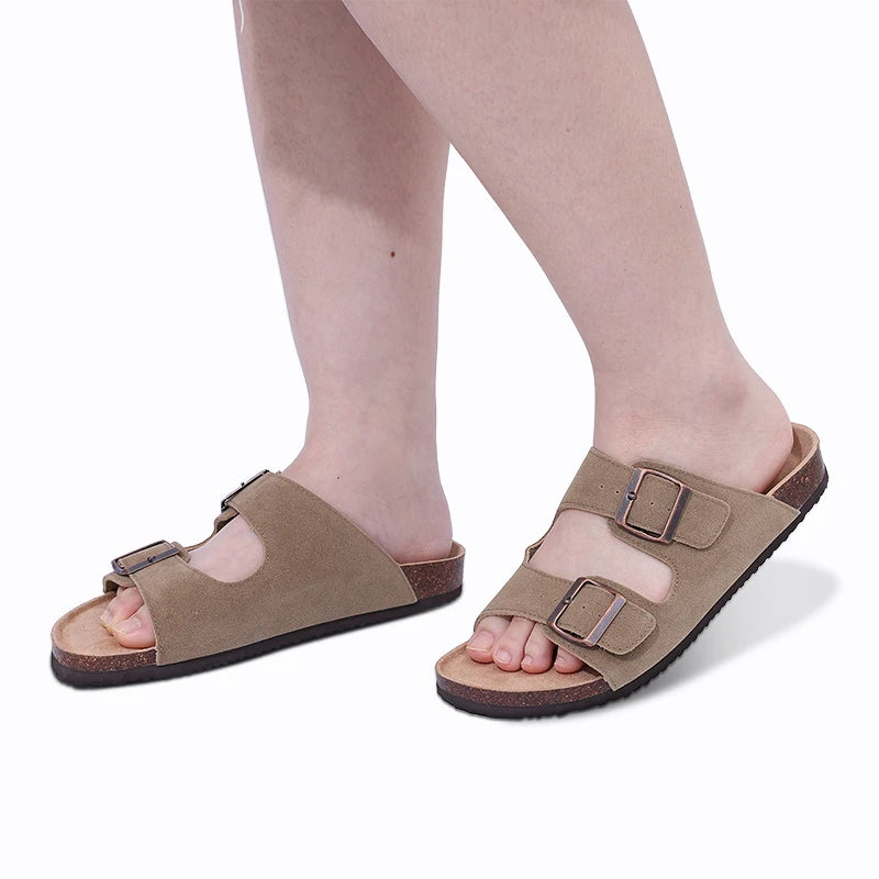 Comwarm Women’s Suede Mules & Men’s Cork Insole Clogs – Arch Support Sandals for Outdoor, Beach, and Home Slides