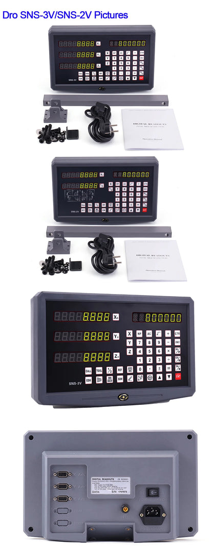 SNS-2V/3V 2-3 Axis DRO Digital Readout — TTL Signal Display for Lathe, Milling & CNC Boring Machines (80V-250V)