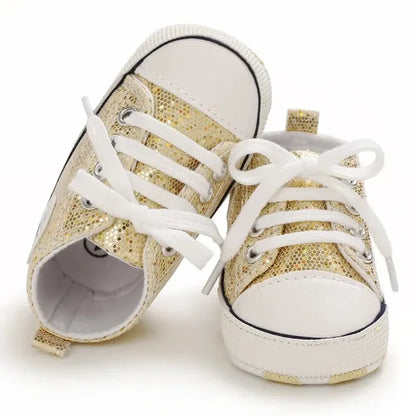 Meckior Baby Flash Canvas Sneakers – Infant First Walkers Soft Sole Anti-Slip Shoes for Boys & Girls
