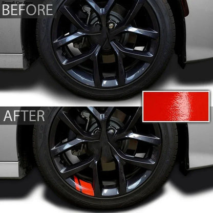 6PCS Reflective Car Wheel Decal Stickers — Red Adhesive Hub Accessories for Auto Wheels