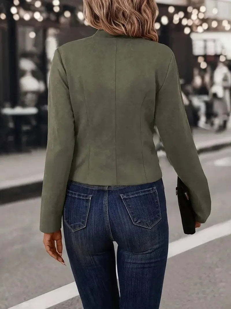 2024 Women's Double-Breasted Suit Jacket – Thin, Solid Color, Versatile Fashion for Autumn & Winter