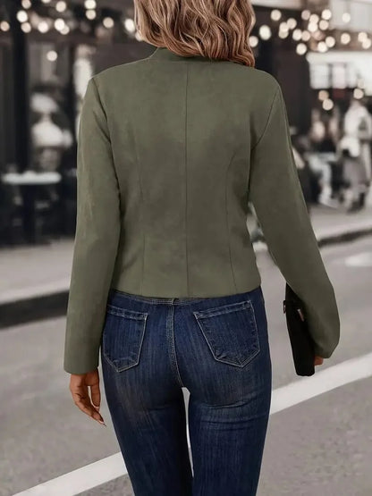 2024 Women's Double-Breasted Suit Jacket – Thin, Solid Color, Versatile Fashion for Autumn & Winter