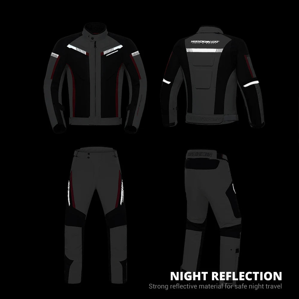 HEROBIKER Waterproof Motorcycle Jacket - Men’s Racing Riding Gear With EVA Protection Moto Pants Clothing Set