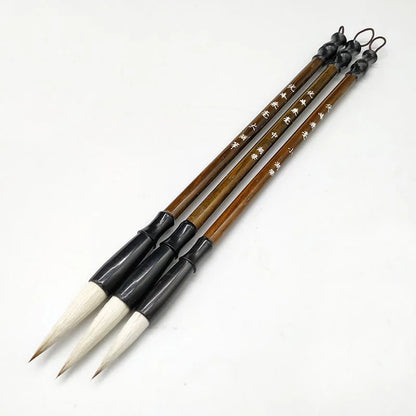 3PCS Bamboo Handle Calligraphy Brush Set – Weasel Hair Writing Brushes for Painting, Drawing & Traditional Art Use