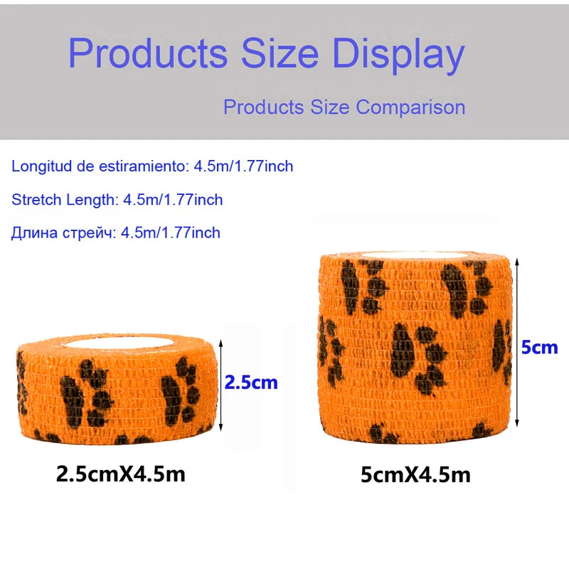 Animal Print Self Adhesive Elastic Bandage - 4.5m Sports Wrap Tape for Joints, Fingers & Pets