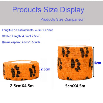 Animal Print Self Adhesive Elastic Bandage - 4.5m Sports Wrap Tape for Joints, Fingers & Pets