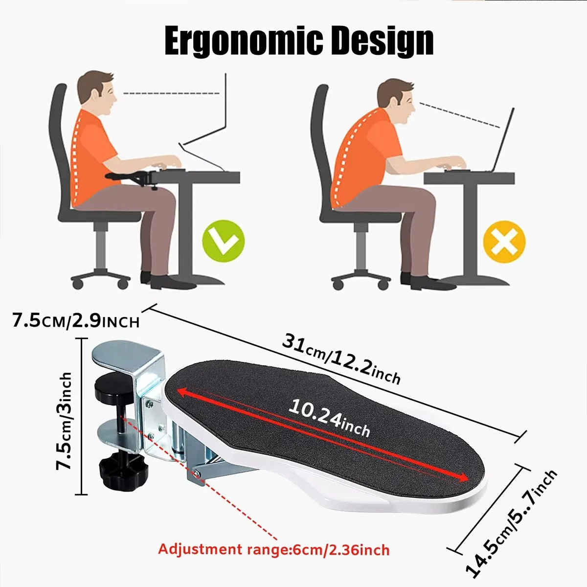 BEISHI Ergonomic Elbow Support Pad - Computer Wrist Rest & Desktop Armrest for Comfort and Stress Relief