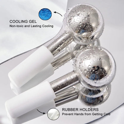 Mini 2pcs Stainless Steel Ice Globes – Cryo Sticks for Face & Eyes, Cold Roller for Puffiness, Wrinkles & Dark Circles