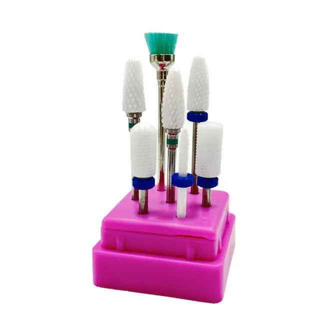 7pcs Nail Art Tungsten Steel Milling Cutter Set - Ceramic Nail Drill Bits for Electric Nail Machine & Pedicure Tool Accessories