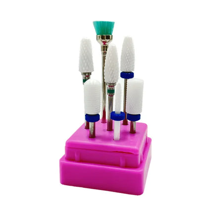 7pcs Nail Art Tungsten Steel Milling Cutter Set - Ceramic Nail Drill Bits for Electric Nail Machine & Pedicure Tool Accessories