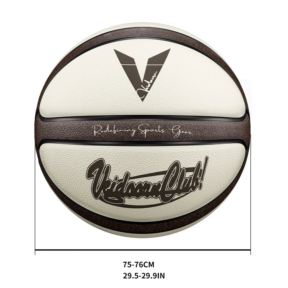 Veidoorn Official Size 7 Basketball — Brown Beige PU, 4-Layer Durable Outdoor Game Ball, Professional Quality