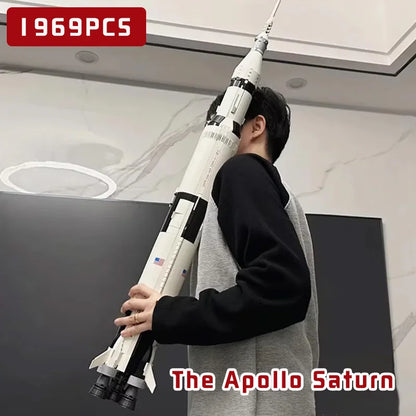 Apollo Saturn V Rocket & Launch Pad Building Set – Classic Model Fit 21309 92176, Educational Blocks Toy for Kids Gift