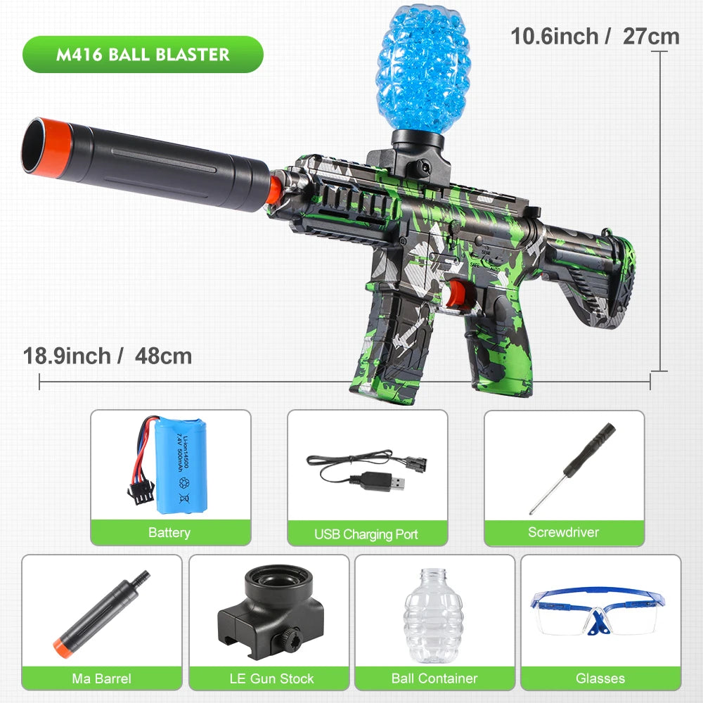 M416 Electric Ball Blaster Toy Gun – High-Speed Metallic Finish, Rechargeable, Halloween & Thanksgiving Gift (Bullets Not Included)