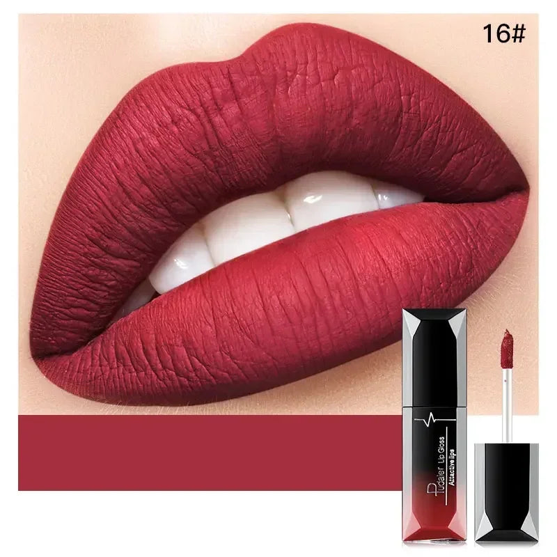 Pudaier Waterproof Matte Lip Gloss – Liquid Lipstick in Nude, Purple, Black Rose Shades