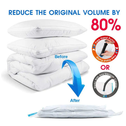 Vacuum Storage Bags for Clothes — Wardrobe Organizer Space-Saving Seal Bags for Pillows, Bedding & Blankets