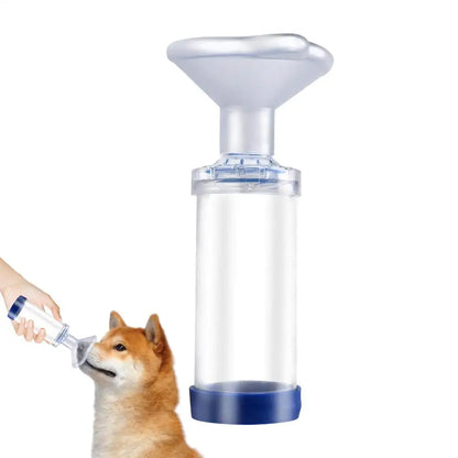 Pet Aerosol Chamber Inhaler — Portable Nebulizer with Silicone Mask, Tank, and Manual Pump for Cats and Dogs