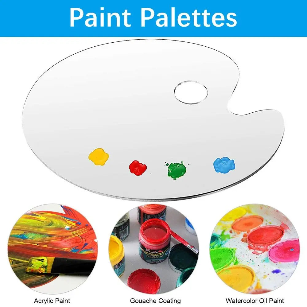 Acrylic Clear Paint Tray – High-Quality Transparent Oval Palette for Gouache & Pigment Painting Supplies