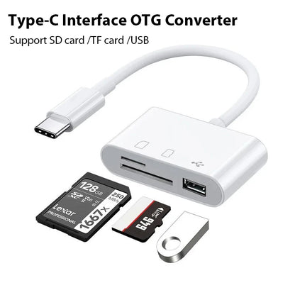 Type-C SD/TF/CF Memory Card Reader OTG Adapter – USB-C Compact Flash Writer for iPad Pro, MacBook, Samsung, Huawei & Xiaomi Devices