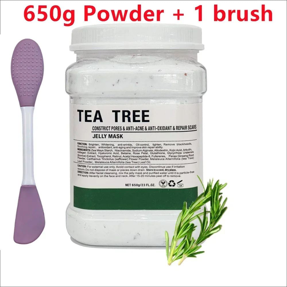 650g Chamomile Hyaluronic Acid Facial Moisturizing Mask Powder with Silicone Brush, Rose Jelly Mask for Skin Elasticity