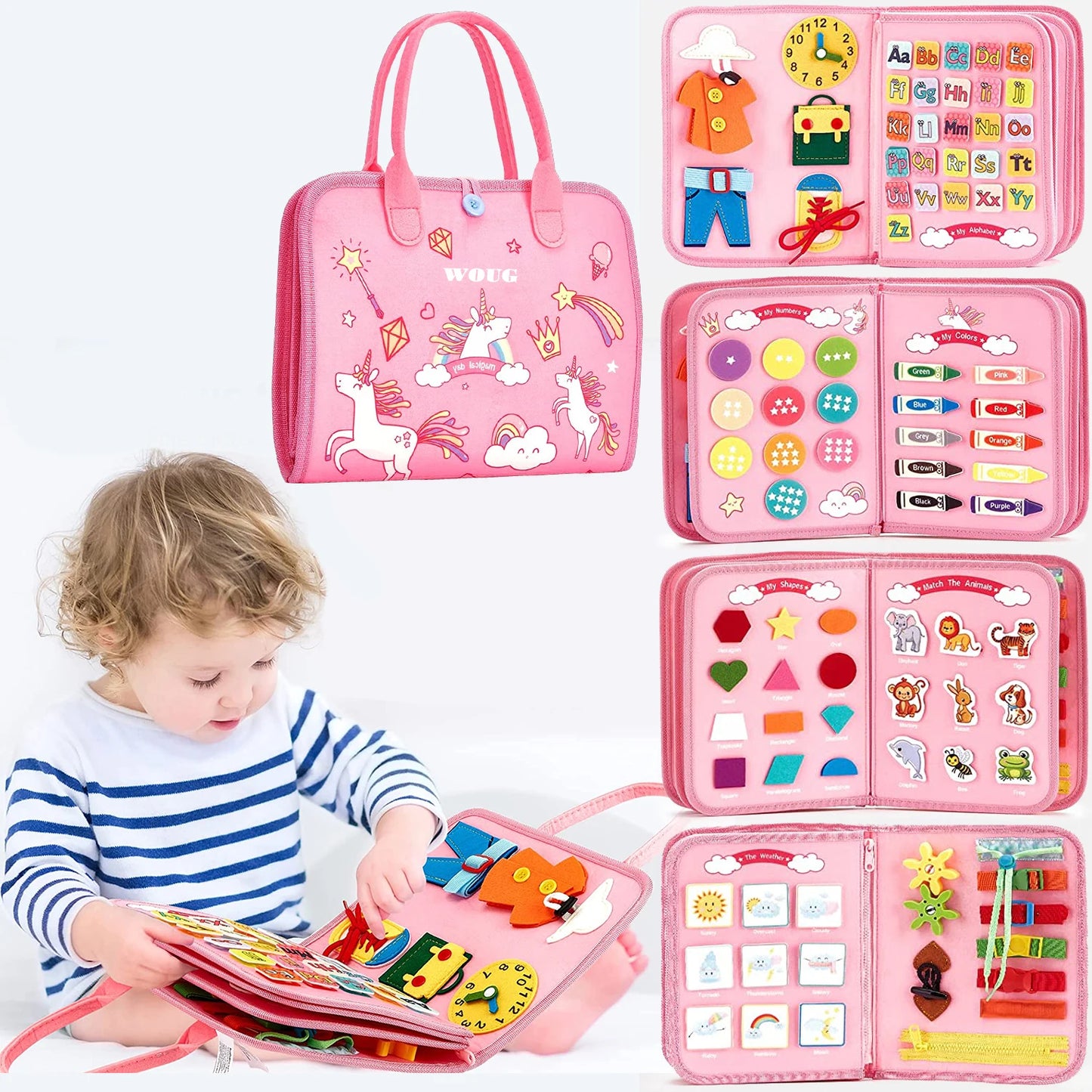 Montessori Toddler Busy Board – Educational Travel Toy for Motor Skills & Baby Learning, Perfect Christmas Gift