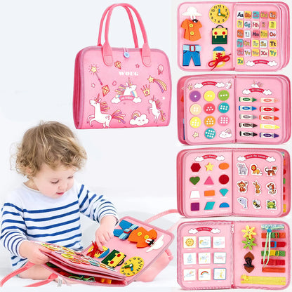 Montessori Toddler Busy Board – Educational Travel Toy for Motor Skills & Baby Learning, Perfect Christmas Gift