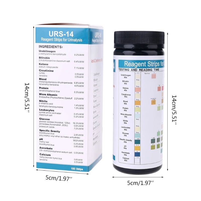 14-Parameter Urinalysis Test Strips – Multi-Parameter Urine Analysis Sticks for Home Health Screening & Lab Use