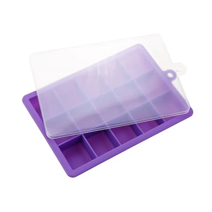 Silicone Ice Cube Mold – 15/24 Grid Square Trays with Lids for Ice Cream, Cold Drinks, Whiskey & Cocktails