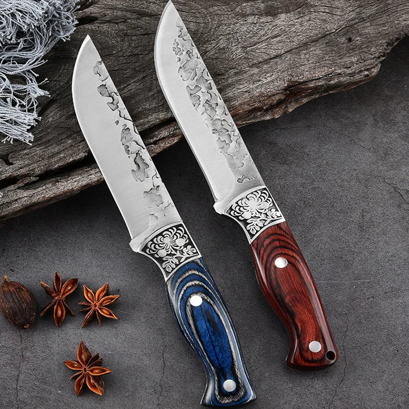 Forged Stainless Steel Cleaver Knife - Versatile Kitchen Chef, Meat, Fruit, BBQ, and Boning Knife with Cover