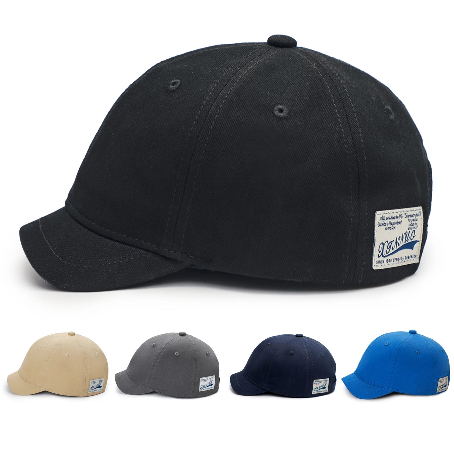 Casual Short Brim Cotton Baseball Cap - Adjustable Vintage Dad Hat for Men and Women, Low Profile Trucker Style