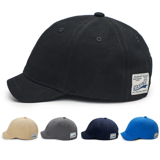 Casual Short Brim Cotton Baseball Cap - Adjustable Vintage Dad Hat for Men and Women, Low Profile Trucker Style