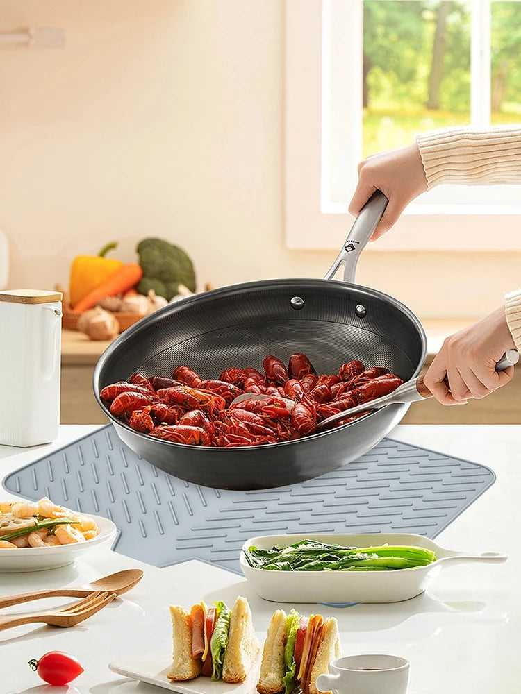 Ultra Absorbent Silicone Dish Drying Mat | Non-Slip, Fast Drying, Heat Resistant & Foldable Pad