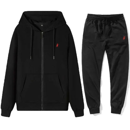 Men's Hooded Tracksuit Set - Classic Warm Hoodie & Sport Pants for Autumn and Winter