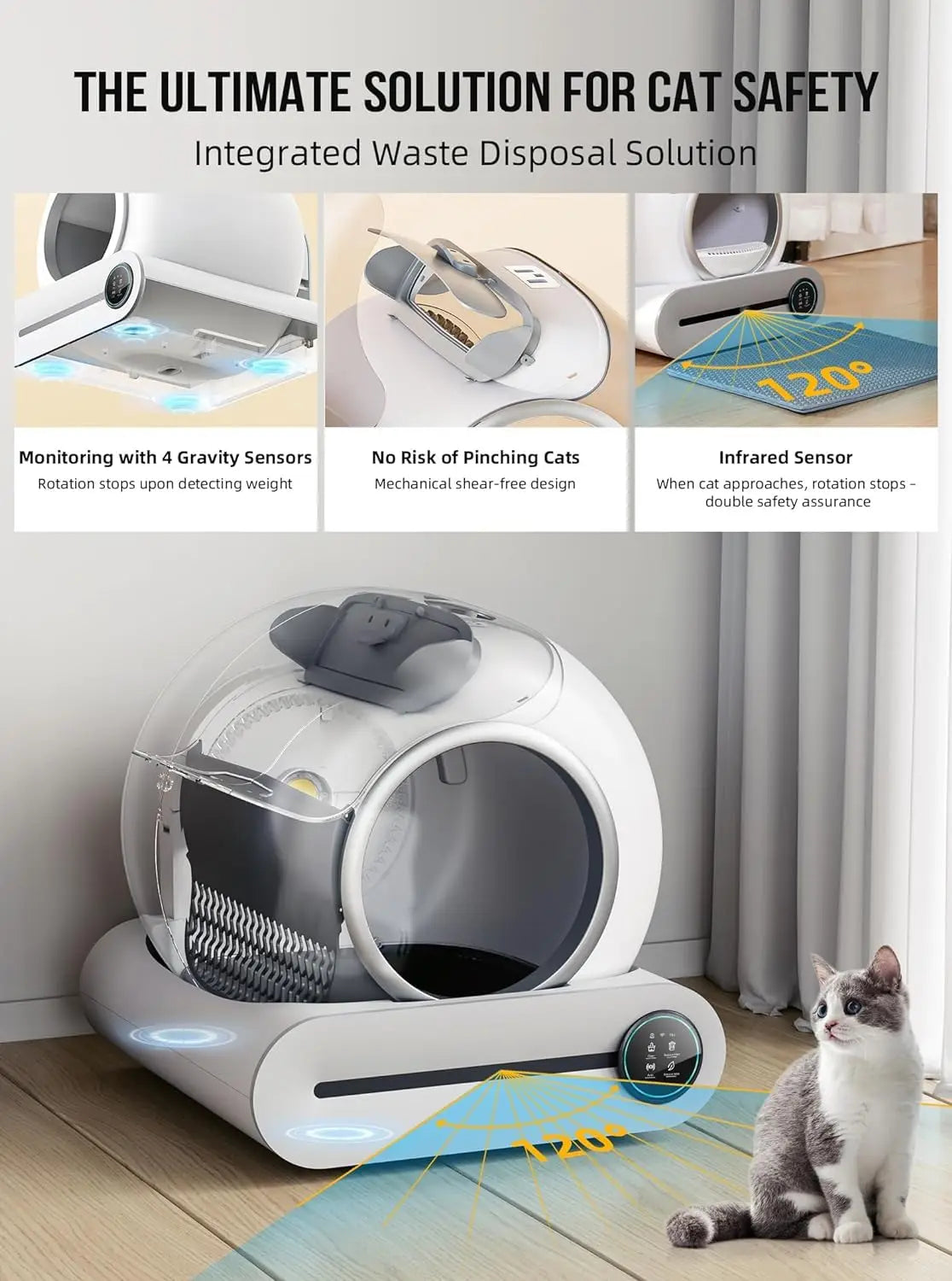 Tonepie 65L Automatic Smart Self-Cleaning Cat Litter Box – Fully Enclosed Pet Toilet Litter Tray, English Version
