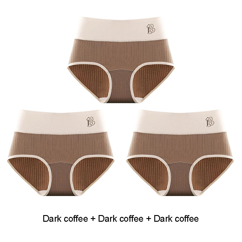 Women's Cotton Briefs - High-Waisted Belly Control Sports Panties Set for Women