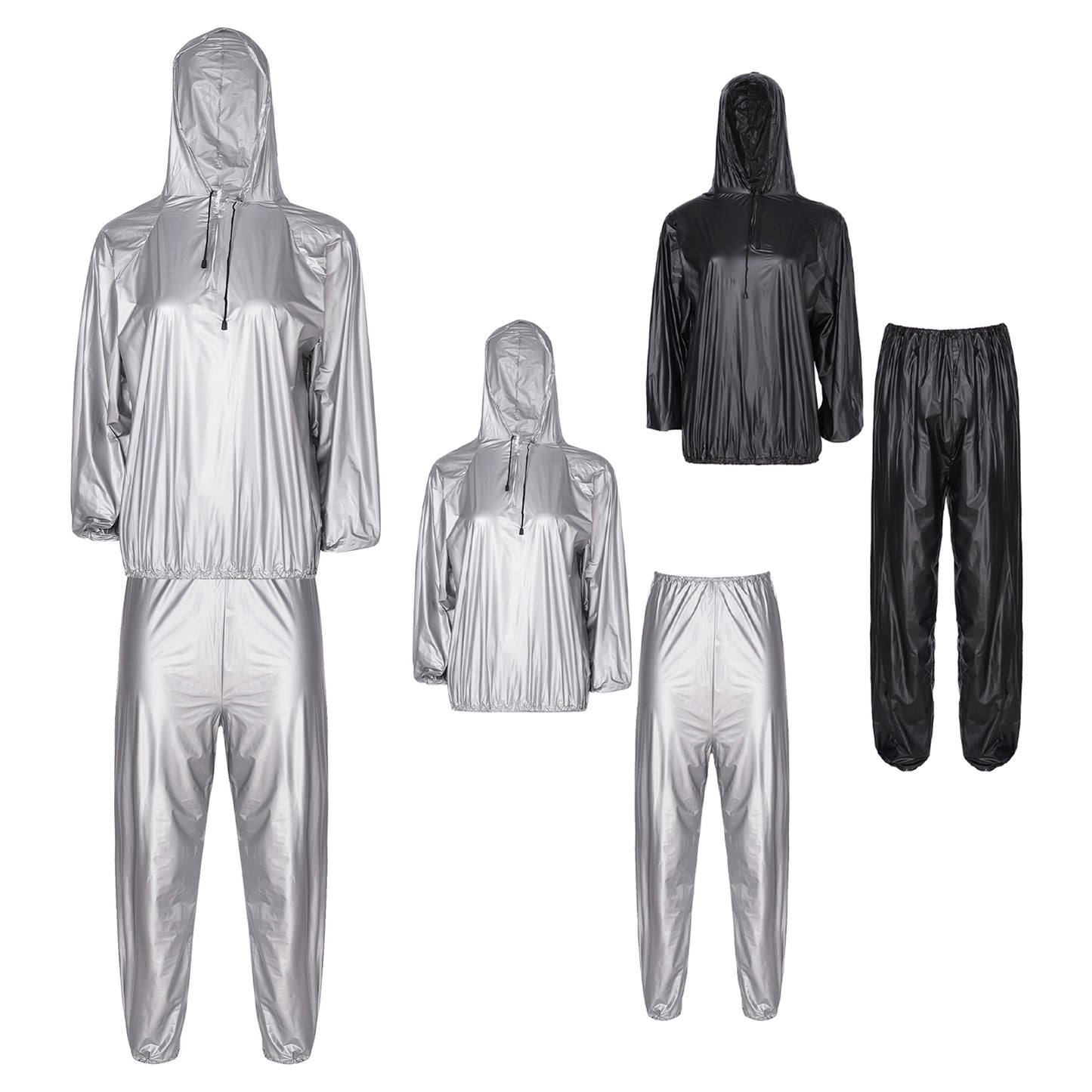 Unisex PVC Sauna Suit — Long Sleeve Top & Elastic Waistband Pants for Men & Women, Slimming Fitness Workout Outfit