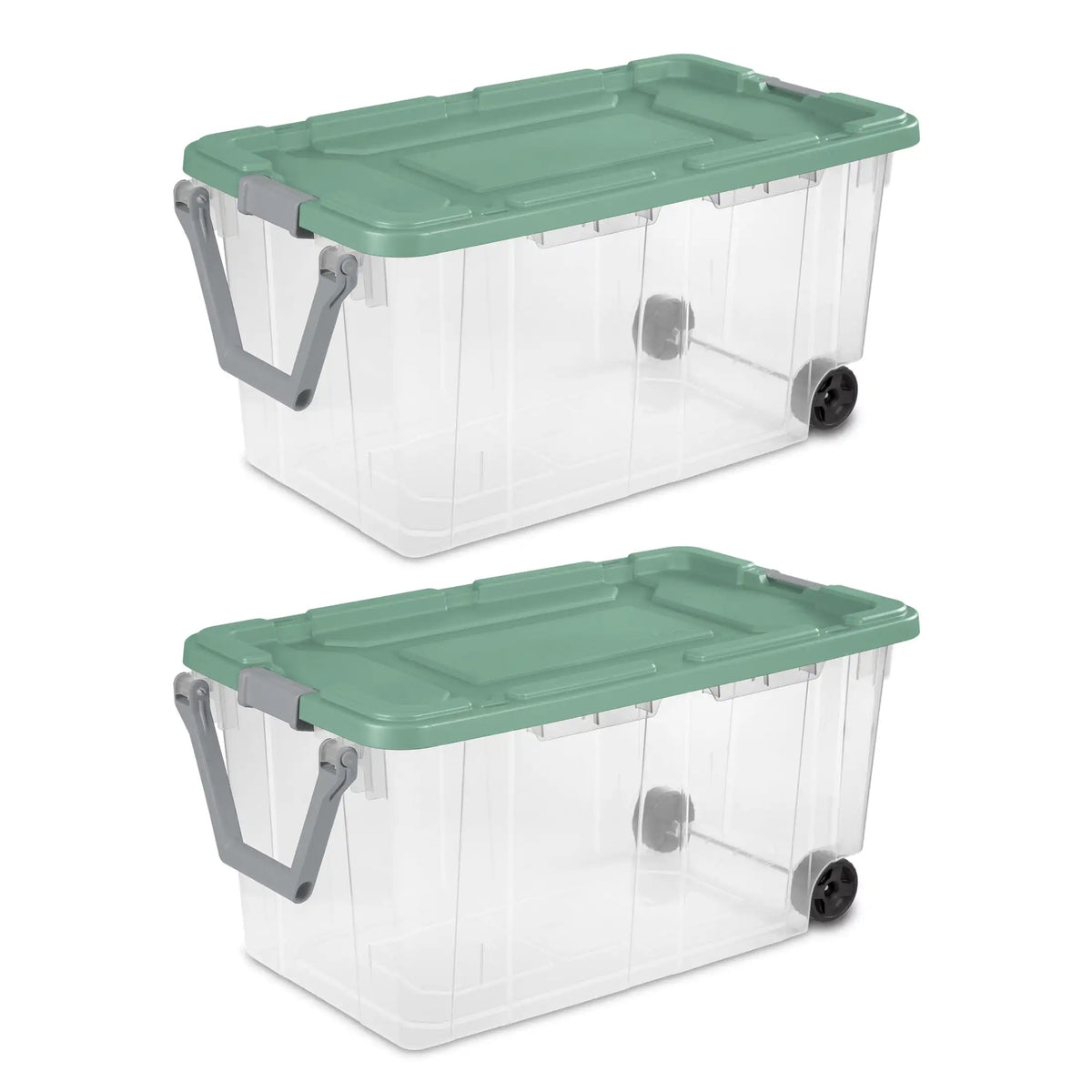 Sterilite 40 Gallon Extra Large Storage Bin - Wheeled Plastic Storage Container with Handle, Black, 2-Pack