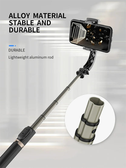 Q08 Handheld Gimbal Stabilizer with Selfie Stick & Fill Light – Bluetooth Tripod for Smartphone & Action Camera