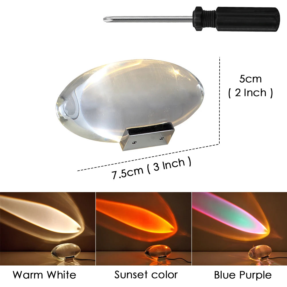 Italian Designer LED Table Lamp – Crystal 'Eye of the Sky' Egg-Shaped Night Projector for Living Room & Bedroom Decor