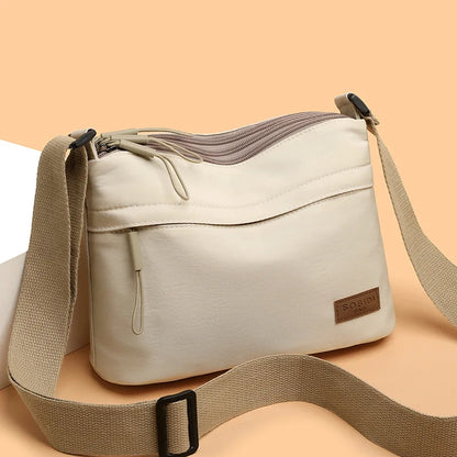 High-Capacity Canvas Crossbody Bag - Multi-Pocket Shoulder Purse for Women and Everyday Shopping