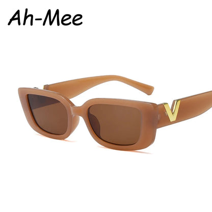 Fashion Rectangle Sunglasses Women: Luxury Brand Vintage Small Frame Sun Glasses, Classic Black Square Eyeglasses Oculos