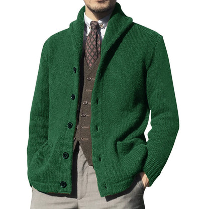 Men's Luxury Knit Cardigan Sweater - Thick Warm Autumn/Winter Solid Color Coat Top