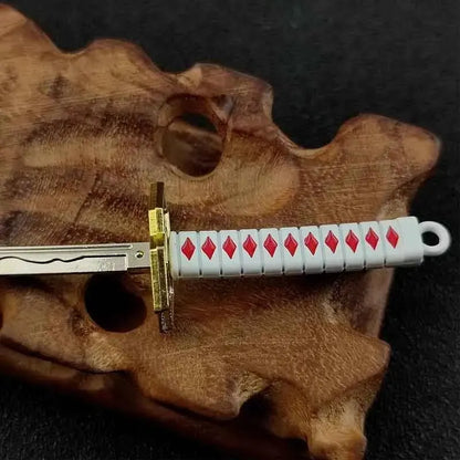 Mini Roronoa Zoro Samurai Sword Keychain - Anime Katana Buckle with Scabbard Key Ring - Cosplay Toy Jewelry Gift for Men and Women
