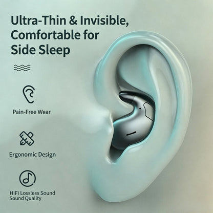 Ultra-Thin Sleep Earbuds - Lightweight Invisible Design with Ergonomic Side-Sleep Fit & Built-In Mic