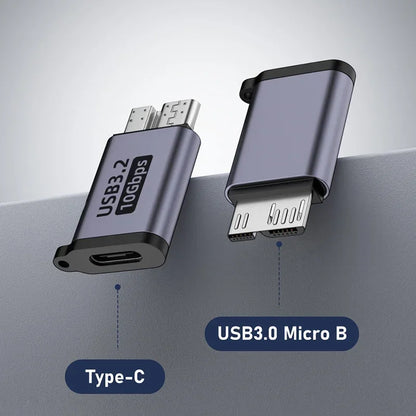Micro B USB 3.0 Male to Type-C Female Adapter – USB 3.0 to Type-C Connector for External Hard Drive HDD Cable