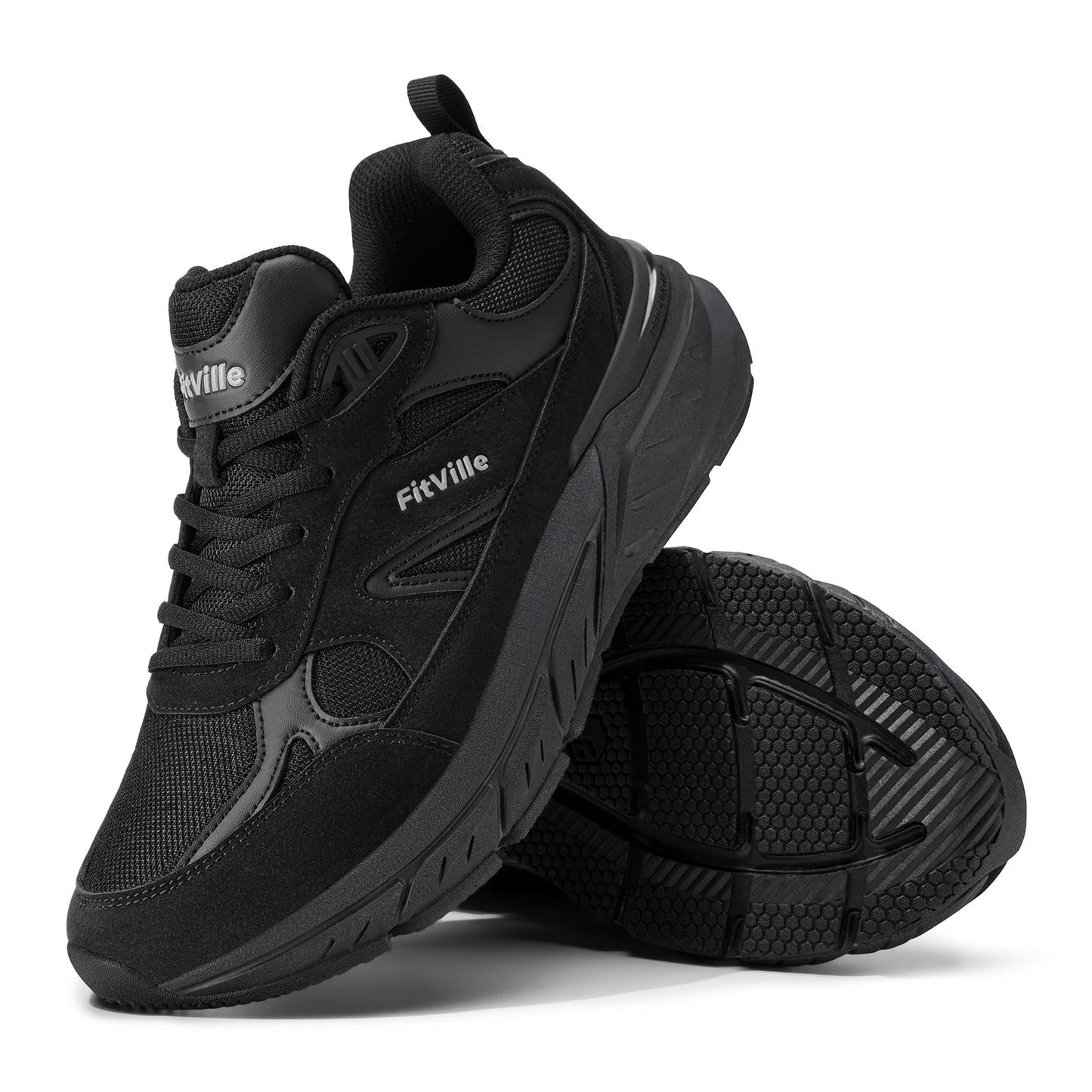 FitVille Wide Width Men’s Walking Shoes – Arch Support Sneakers for Flat Feet, Heel Pain & Plantar Fasciitis Relief