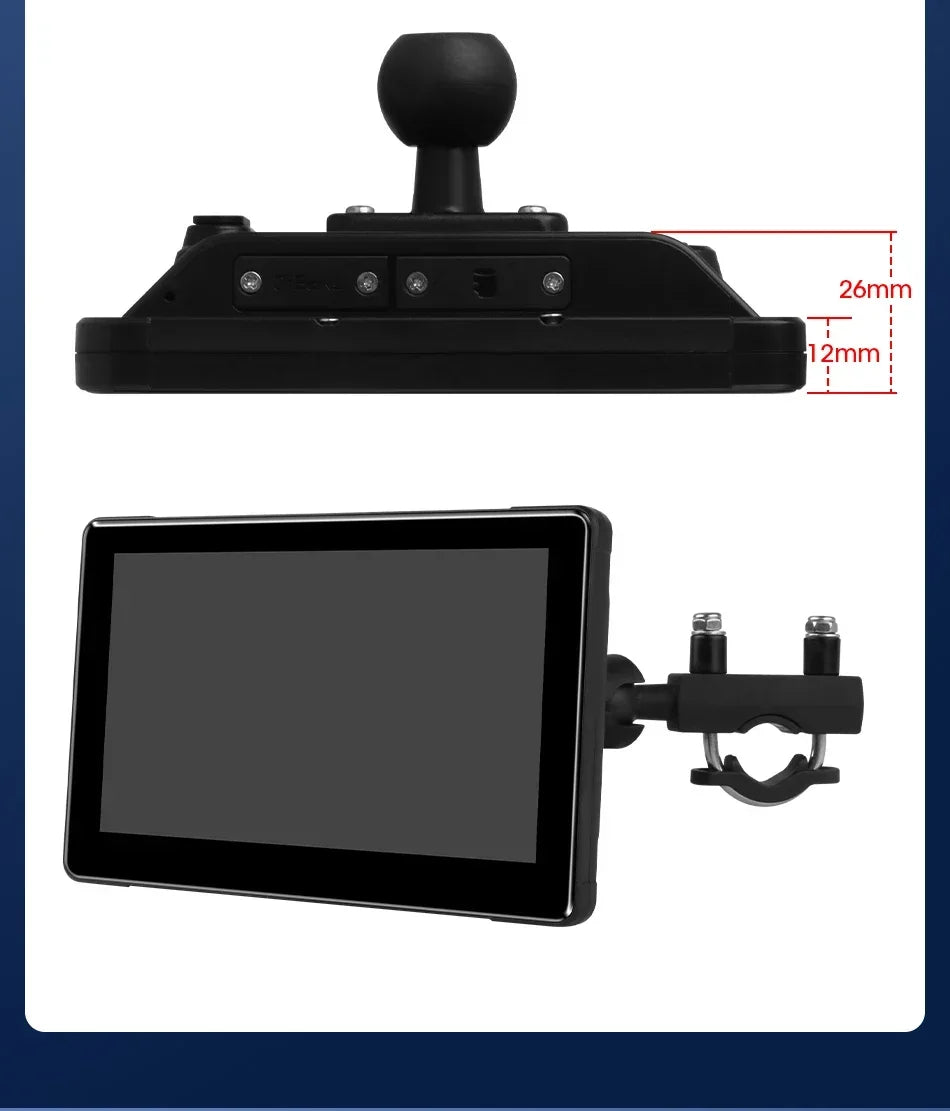 7-Inch Motorcycle GPS Navigation with Wireless Apple CarPlay & Android Auto – Waterproof Touchscreen Display, BT Connectivity, IPX7