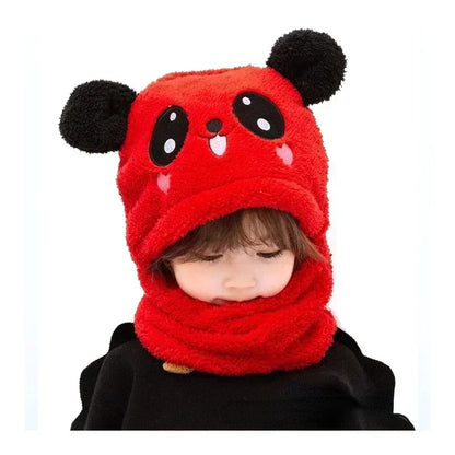 Cartoon Winter Hat for Kids - Thickened Scarf Cap with Fleece for Boys & Girls, 1-18 Years