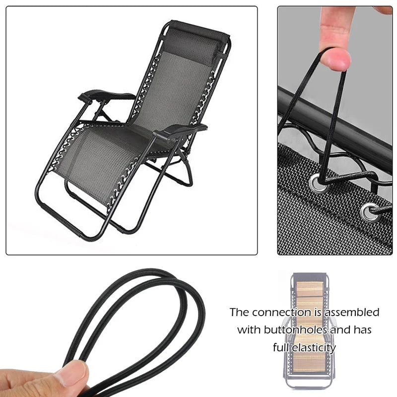 4Pcs Elastic Cord Replacement Set for Folding Chairs - Bungee Rope for Zero Gravity Recliners, Lounge Chair Reinforcement Parts